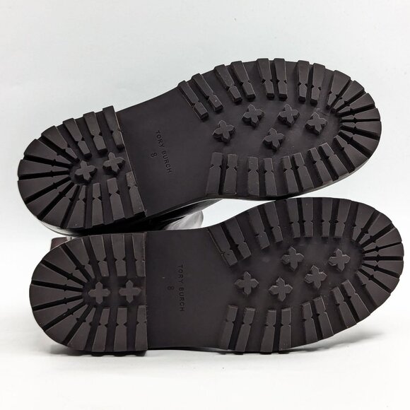 Tory Burch Women Benton Chelsea Stretchy Burgundy Leather Lug Ankle Boots sz 8 - Picture 7 of 11